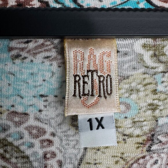 Vintage Rag Retro Paisley Print 3/4 Sleeve Stretchy Flowy Dress 1X Made In USA - Picture 4 of 7